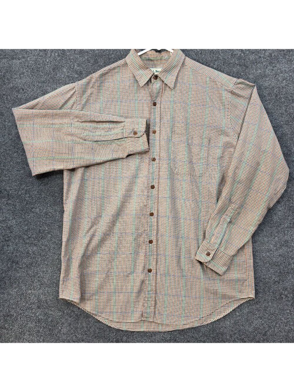 Vintage L.L.Bean Plaid Button Front Shirt LT Blue Cotton Heritage Preppy Outdoor